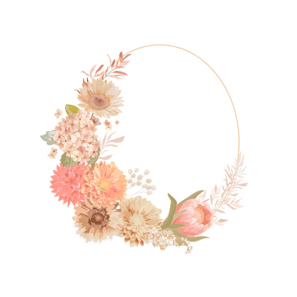 花花环与水彩干粉彩花图片下载