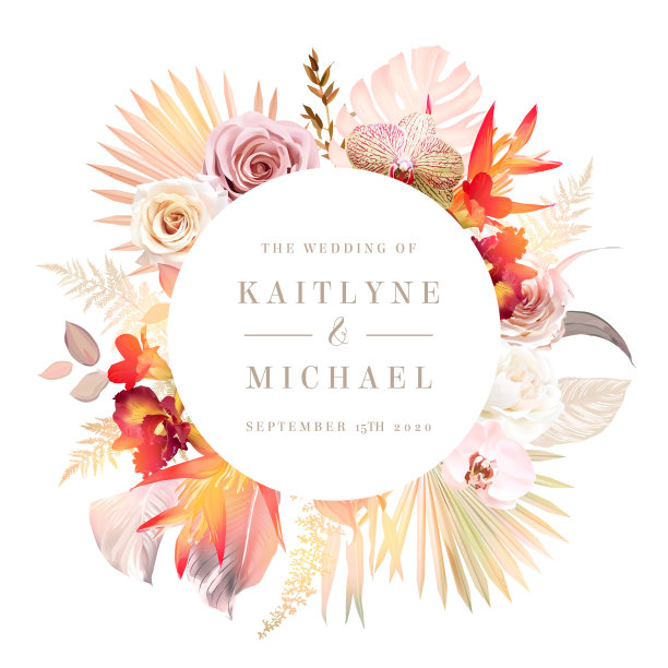 时髦的干棕榈叶，苍白的玫瑰，兰花，潘帕斯草，怪物，蕨类，白葡萄图片下载