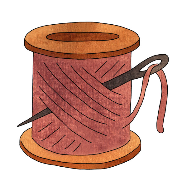 用缝纫针制成的珊瑚线线轴图片下载