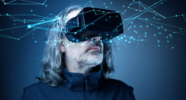 戴着虚拟现实眼镜的商人图片下载