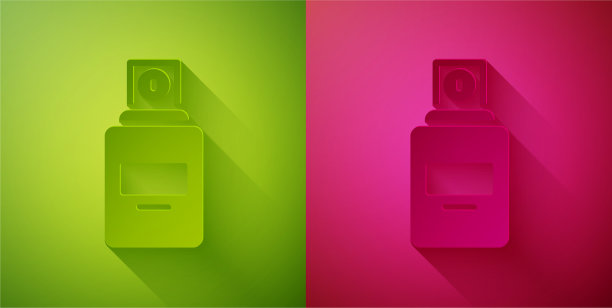 剪纸香水图标孤立在绿色和粉红色图片下载