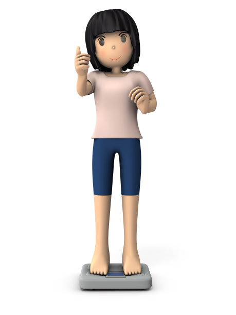 一位成功减肥的年轻女子。这是在白色背景上的3D渲染。图片下载