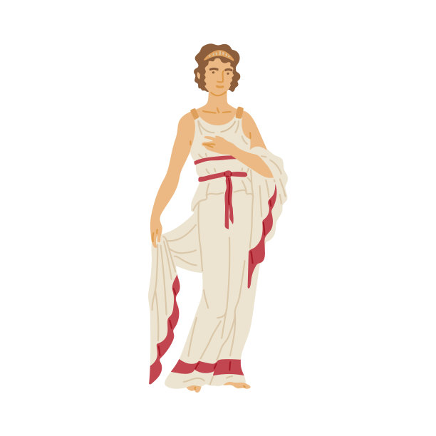 穿着白色长袍的罗马妇女——女性卡通形象图片下载