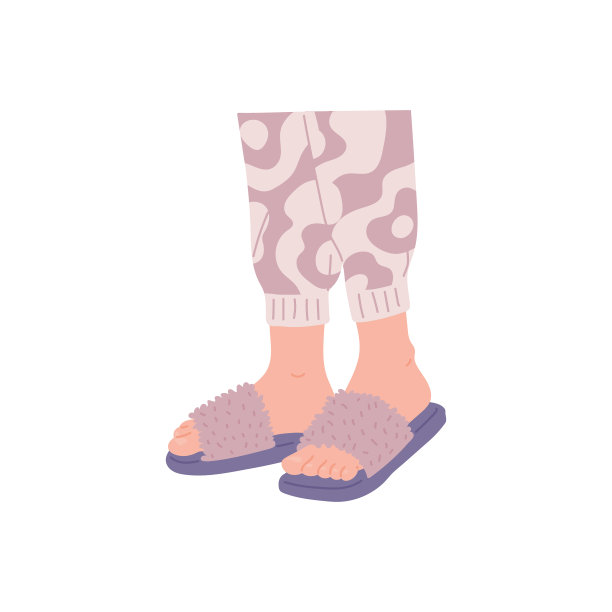 女脚在可爱舒适的家丁香拖鞋图片下载