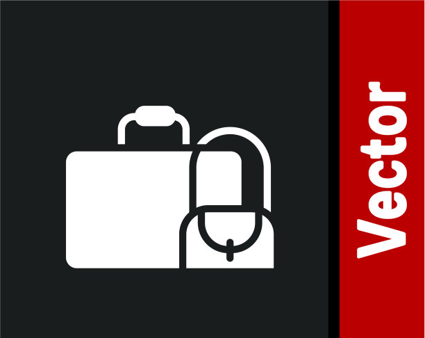 白色旅行箱旅行图标孤立在黑色图片下载