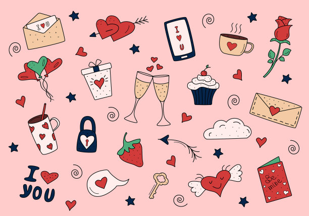彩色物品集情人节和图片下载