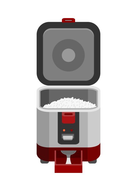 打开电饭煲。简单的平面插图。图片下载