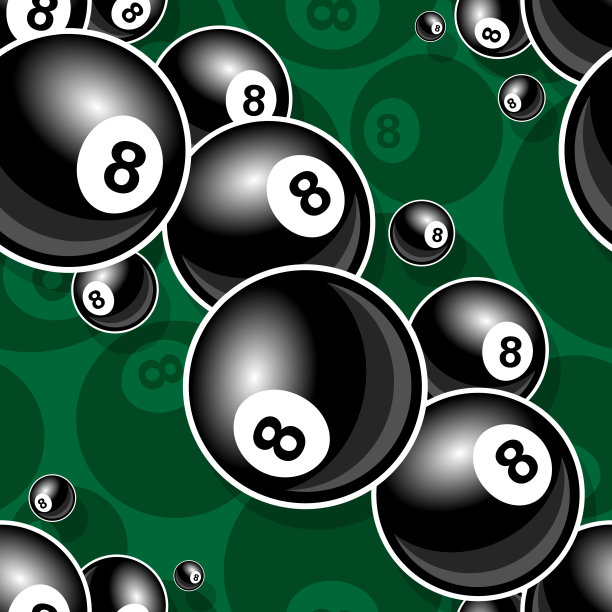 8球台球、台球、斯诺克球等图标矢量无缝图案设计图片下载