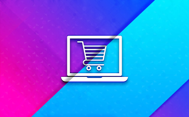 网上购物车笔记本电脑图标智能精力充沛抽象横幅背景插图图片下载