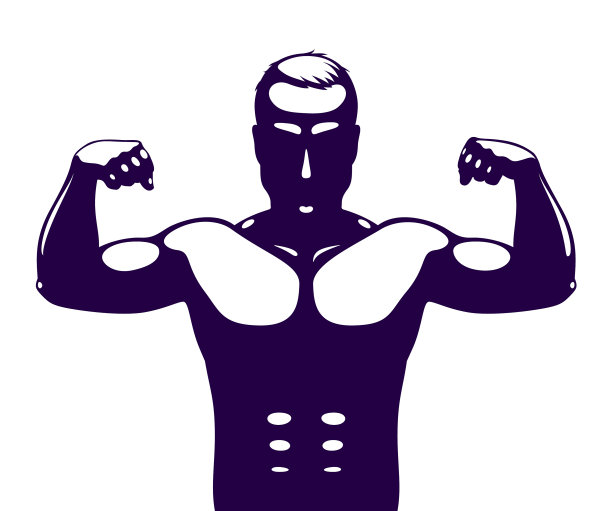 强壮的男人完美的剪影显示与手图片下载