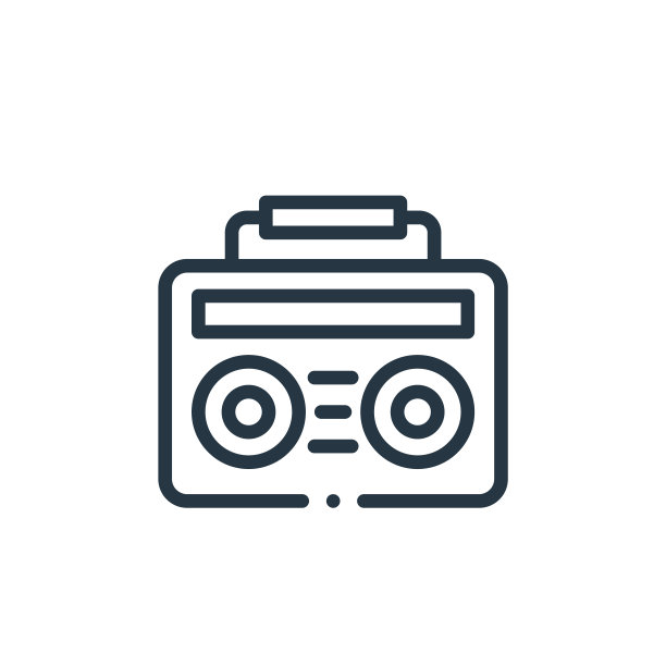 从音乐概念的Boombox图标矢量。扬声器可编辑笔触的细线插图。用于web和移动应用程序，标志，印刷媒体的Boombox线性标志。图片下载