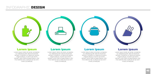 配切菜板、刀、抽油扇、锅、刀。业务信息模板。向量图片下载