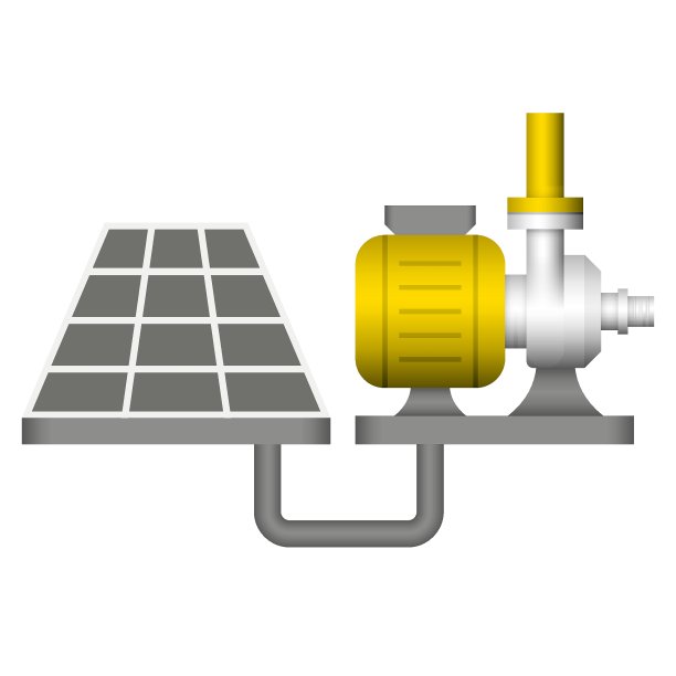 水泵站和太阳能矢量图标设计。用于控制和分配管道中的水。图片下载