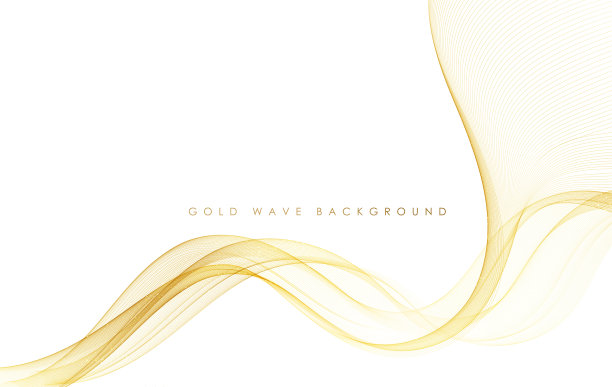 向量抽象彩色流动的金色波浪线孤立在白色的背景。婚礼请柬、贺卡设计元素图片下载