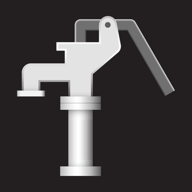 深井手泵矢量插图设计孤立在白色背景。用于干旱及农村地区浅深钻孔抽取地下水。图片下载