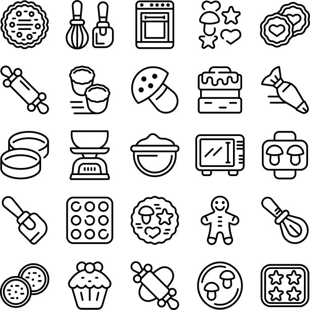 饼干模具图标设置轮廓风格图片下载