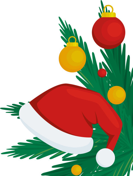 圣诞老人帽饰用松木装饰图片下载
