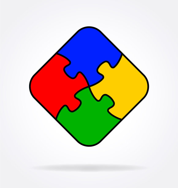 4块简单的拼图连接在一起图片下载