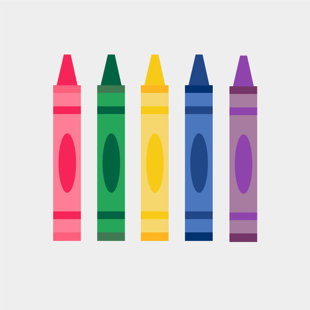 套五支彩色蜡笔图片下载