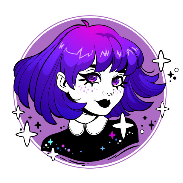 脸可爱的女孩与色彩缤纷的头发图片下载