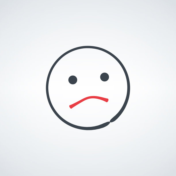 手绘悲伤的笑脸表情符号线艺术图标图片下载