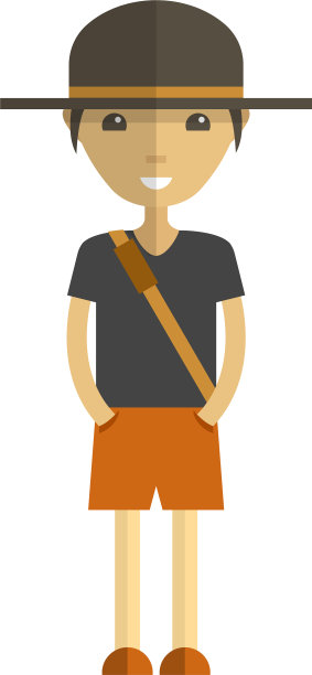 年轻的卡通人物穿着夏天的衣服图片下载