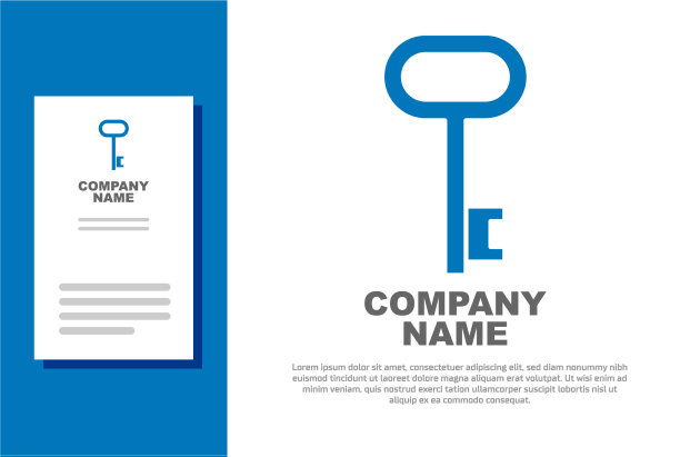 蓝色的房子钥匙图标孤立在白色的背景图片下载