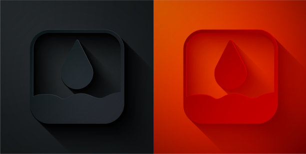 剪纸水滴图标孤立在黑色和图片下载