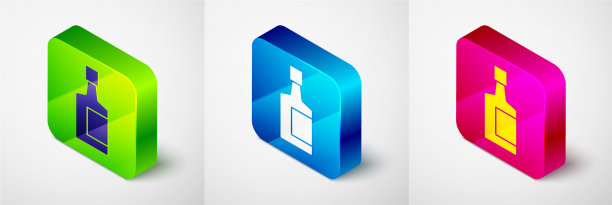 等距龙舌兰瓶图标孤立在灰色图片下载