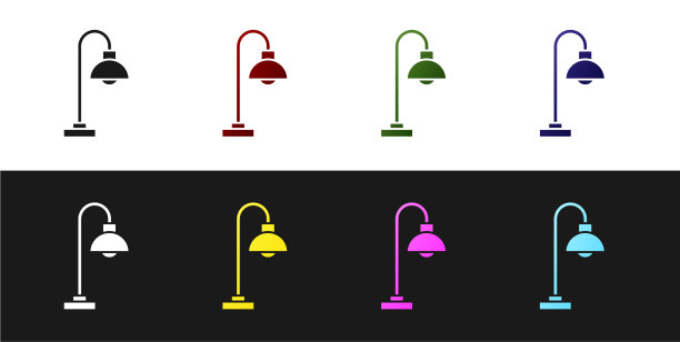 设置落地灯图标隔离在黑色和白色图片下载