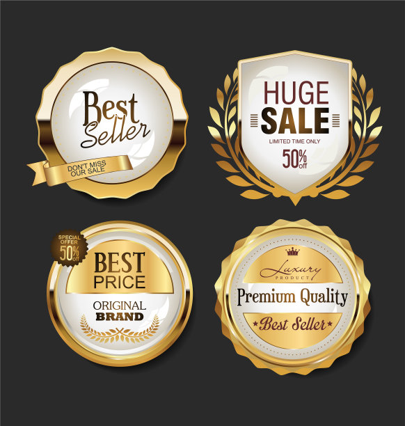 收集黄金徽章标签和标签06328图片下载