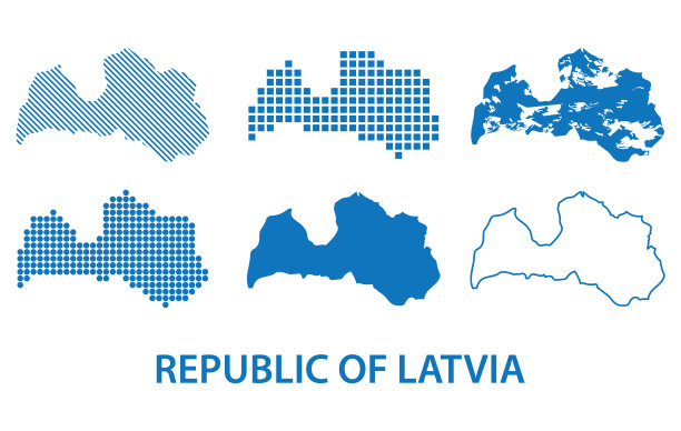 地图拉脱维亚共和国-设置剪影图片下载