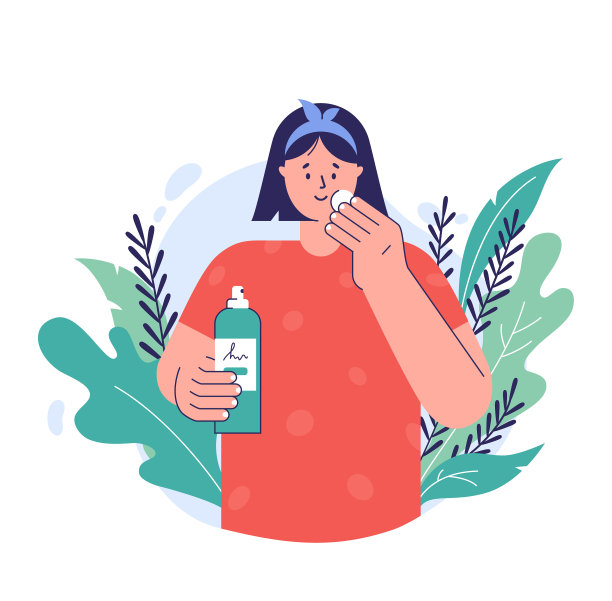 面部护肤概念女孩应用爽肤水图片下载