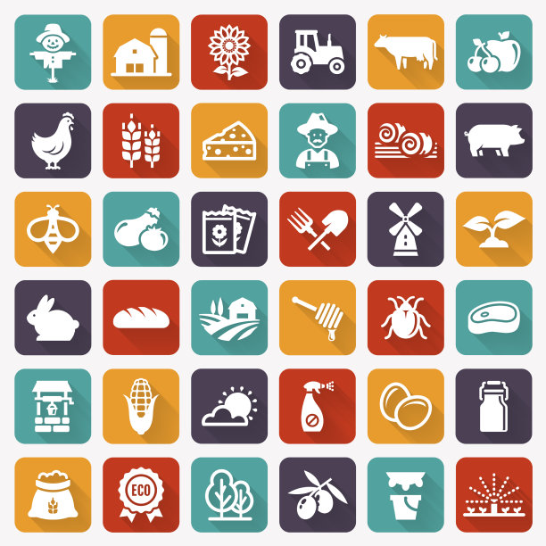 农业平面图标和农业平面图标图片下载