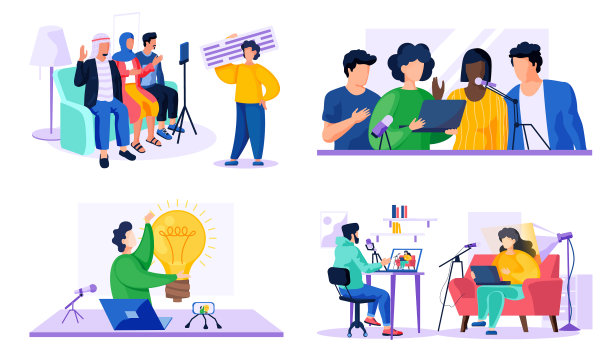 一群人录制视频并对着他们说话图片下载