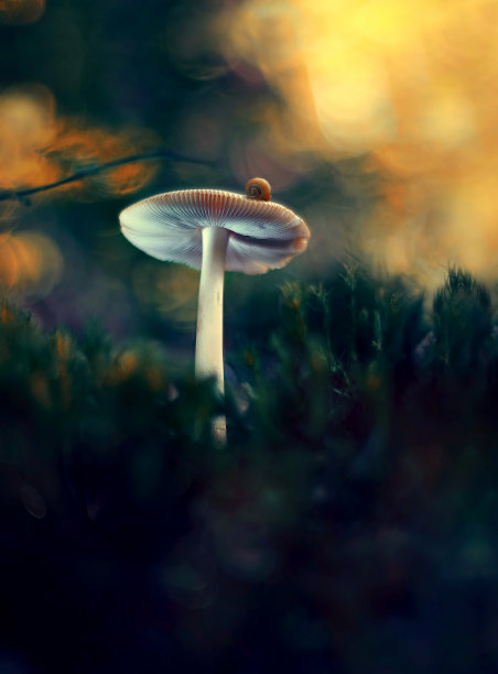 蘑菇上的蜗牛图片下载