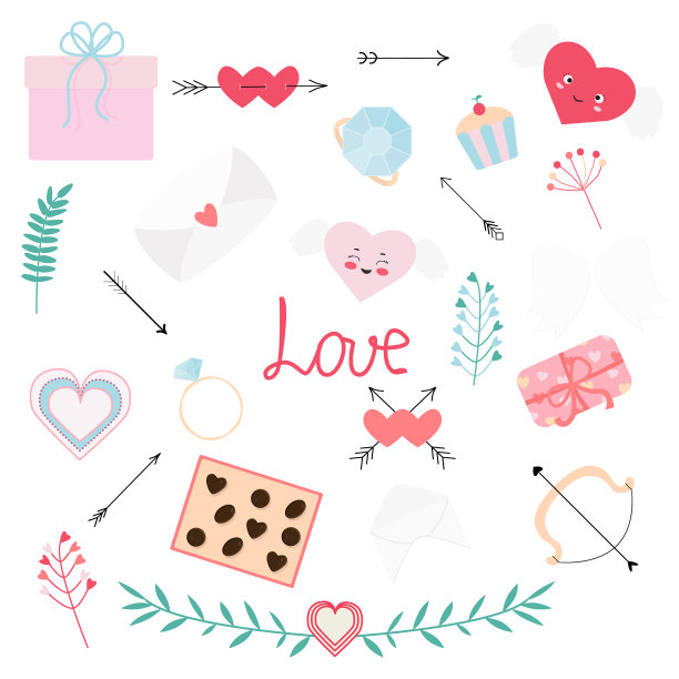 情人节集设计元素箭心图片下载