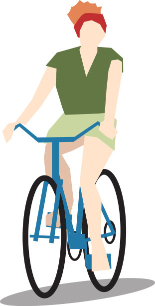 卡通年轻女子骑自行车的概念图片下载