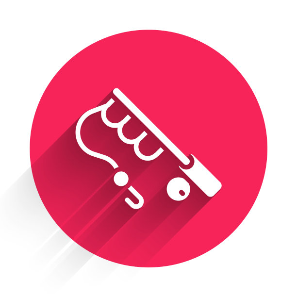 白色的鱼竿图标与长影子隔离图片下载