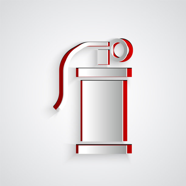 剪纸手烟手榴弹图标孤立在灰色图片下载