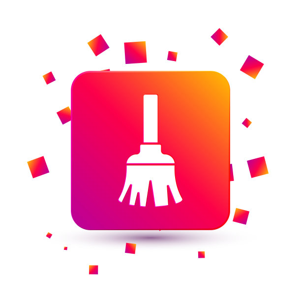 白色羽毛扫帚清洗图标隔离上图片下载