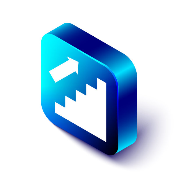 等距楼梯上的图标孤立在白色图片下载