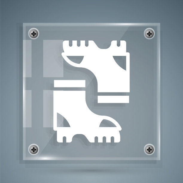 白色防水橡胶靴图标隔离在灰色图片下载