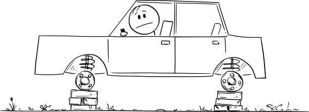 试图驾驶没有轮子的汽车的人或司机图片下载