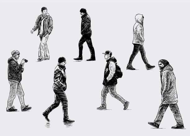 徒手画随意的男性行人图片下载