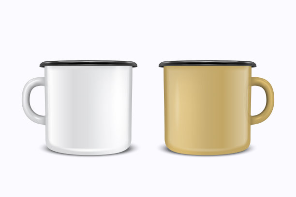 3d逼真搪瓷金属空白白色和图片下载