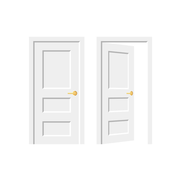 白色门门洞概念开放和关闭门图片下载