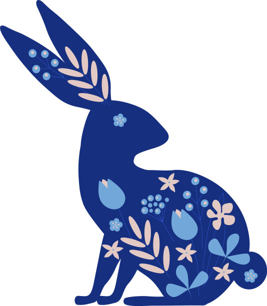 带着花的蓝兔子图片下载