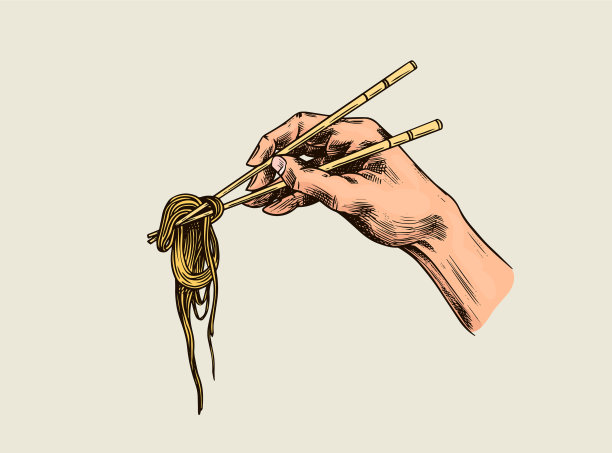 手握筷子的日式面条图片下载