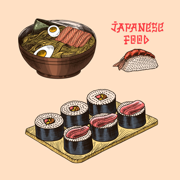 日本美食海报寿司吧拉面图片下载